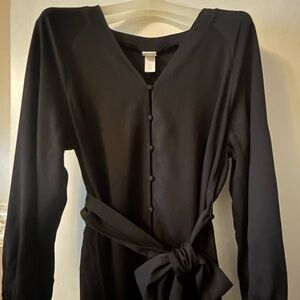 Elegant Black Button-Down Dress